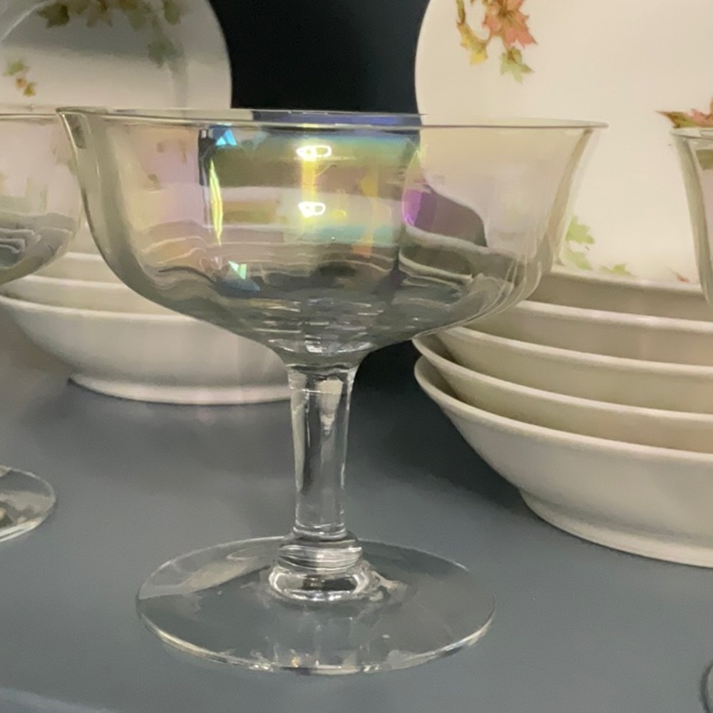 Set of 4 Vintage Iridescent Glass Sherbet Set